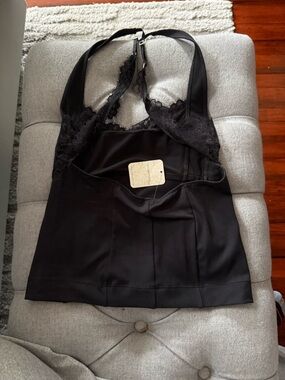 XS Free People Black Lace Halter Top
